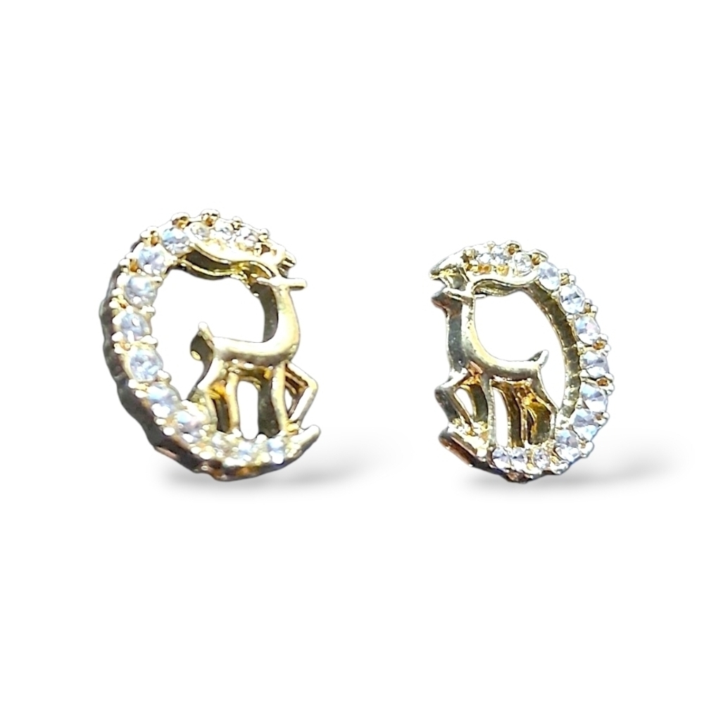 Gold and Silver Deer Stud Earrings